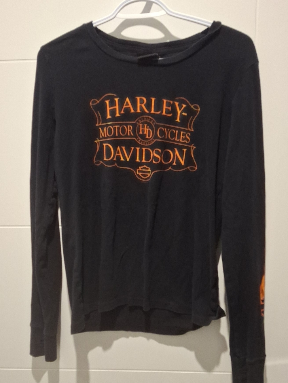 Harley-Davidson Black Long Sleeve Tee with Orange Logo